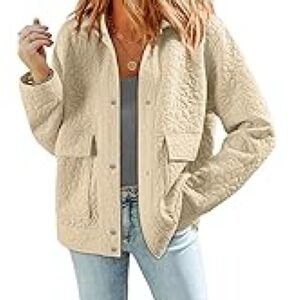 Elegant Cream Floral Quilted Teddy Jacket S